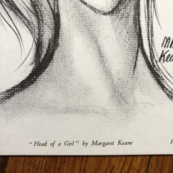 Margaret Keane VTG 60's Mod Black White Art Print - Picture 4 of 5